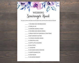 Wedding Scavenger Hunt, Lavender Bridal Shower Games, Wedding Reception Games, Wedding Activities, Reception Table Games, J007