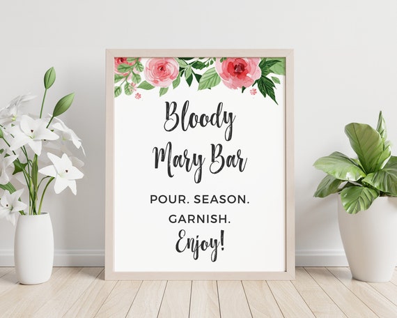 Bloody Mary Bar Sign Printable Wedding Decor 8x10 Bridal | Etsy
