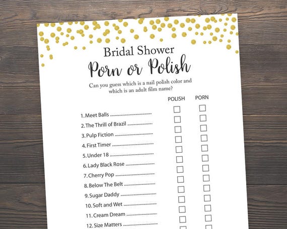 Porn or Polish, Bridal Shower Games, Bachelorette Party Games, Hen Party  Game, Nail Polish or Adult Film Game, Gold Confetti Bridal, J001
