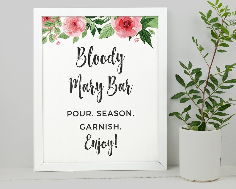 Bloody Mary Bar Sign Printable Wedding Decor 8x10 Bridal | Etsy