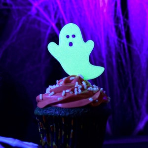 Glow in the Dark Halloween Cupcake Toppers Set of 6 3D Printed Plastic image 3