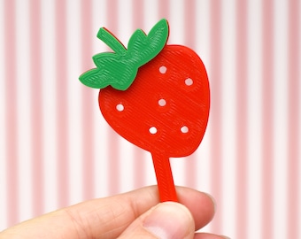 Strawberry Cupcake Toppers - Set of 6 3D Printed Plastic