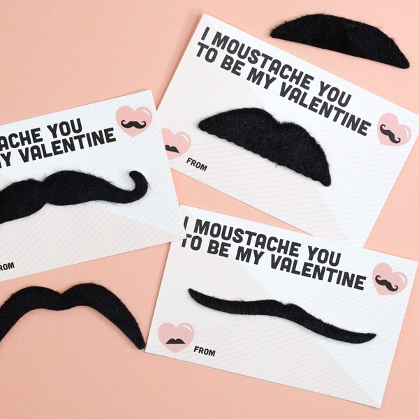 Moustache Valentine Card Printable - Instant Download