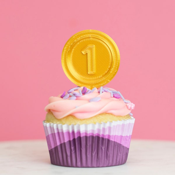 Gold Medal Cupcake Toppers - Set of 6 3D Printed Plastic