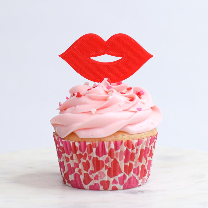 Valentines Day Cupcake Toppers Set of 6 3D Printed Plastic image 4