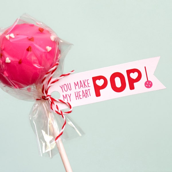Editable Cake Pop Valentine Tag Printable - Instant Download, Instantly Customize