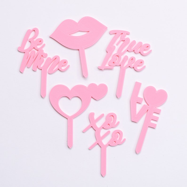 Valentines Day Cupcake Toppers Set of 6 3D Printed Plastic image 10