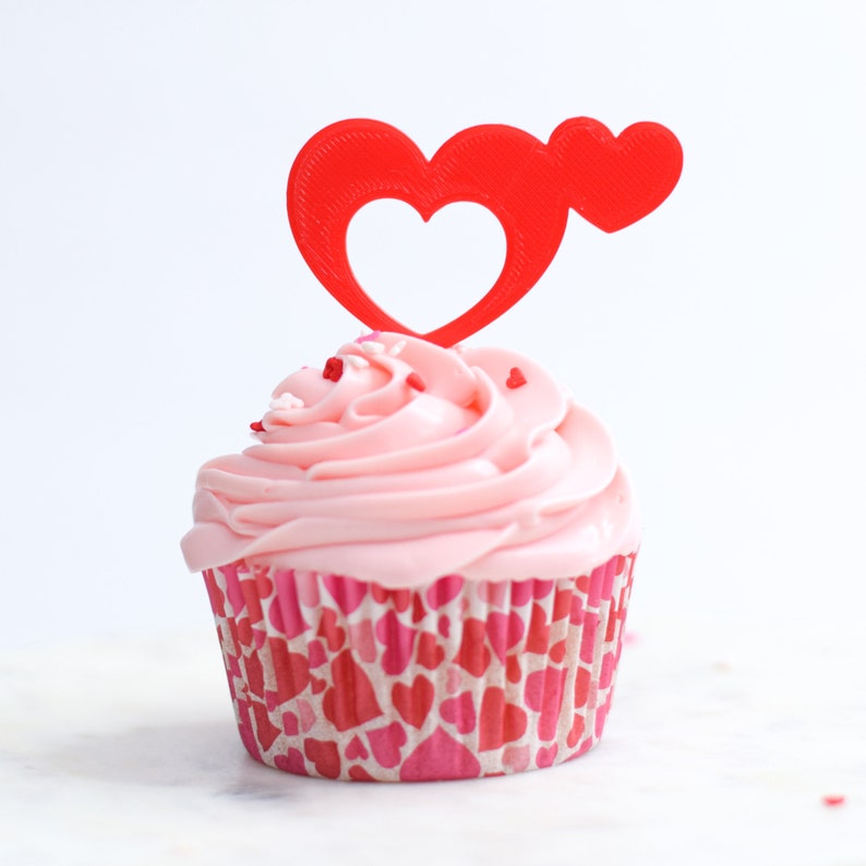 Valentines Day Cupcake Toppers Set of 6 3D Printed Plastic image 3