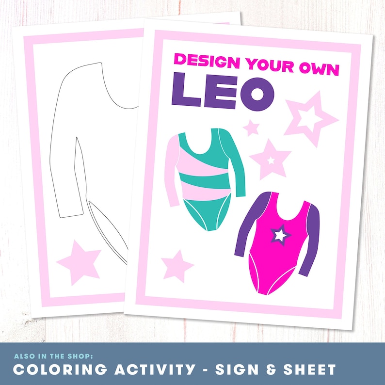 Gymnastics Leotard Coloring Activity, Instant Digital Download Etsy
