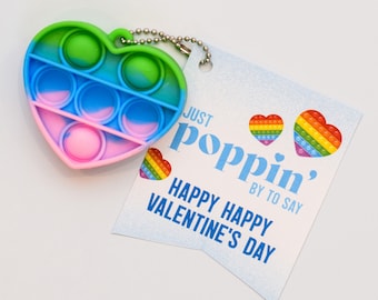Pop It Rainbow Valentine Tag Printable - Instant Download