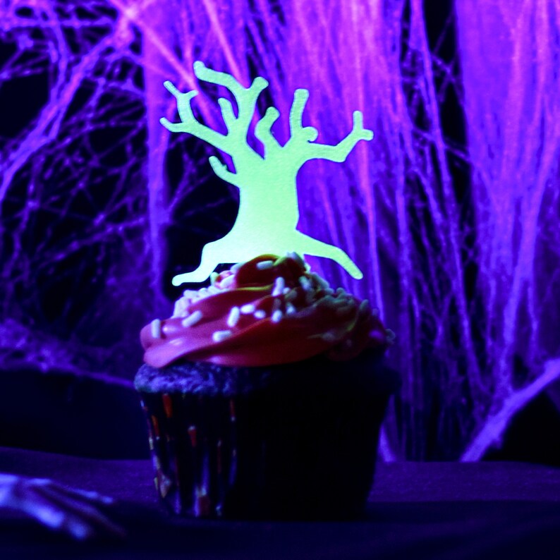 Glow in the Dark Halloween Cupcake Toppers Set of 6 3D Printed Plastic image 5
