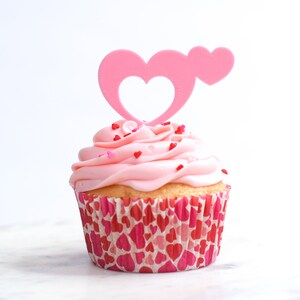 Two Hearts Valentines Valentine Cupcake Toppers - Set de 6 3D Printed Plastic