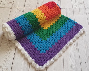 Crochet rainbow baby blanket