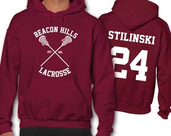 Stilinski Stiles 24 Teen Wolf Lacrosse Hoodie Hooded Sweatshirt Gift Present Beacon Hills All Sizes: Unisex Men's Ladies' Children's
