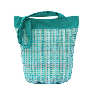 Turquoise yarn bag, Handmade handbag, Crossbody purse yarn, Textile shoulder turquoise hand bags for women, Woven tote bag, Gift for girl