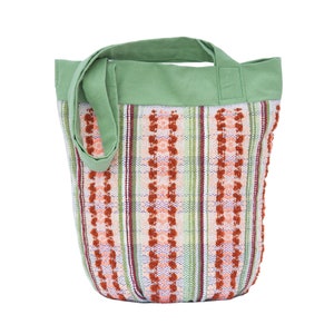 Light green textile bag with geometric ornament, Woven handbag, Crossbody bag yarn, Shoulder purse for women, Woven tote bag gift for her