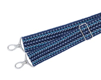 Navy purse strap Woven bag strap Designer bag strap Blue shoulder bag strap Gray handbag crossbody strap Handwoven boho belt Woven belt