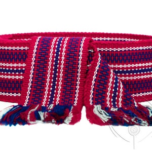 Woven belt, Red woven krayka for women, Long strap, Ukrainian hand made sashes, Cossack belts for men, Blue krajka for embroidered shirt