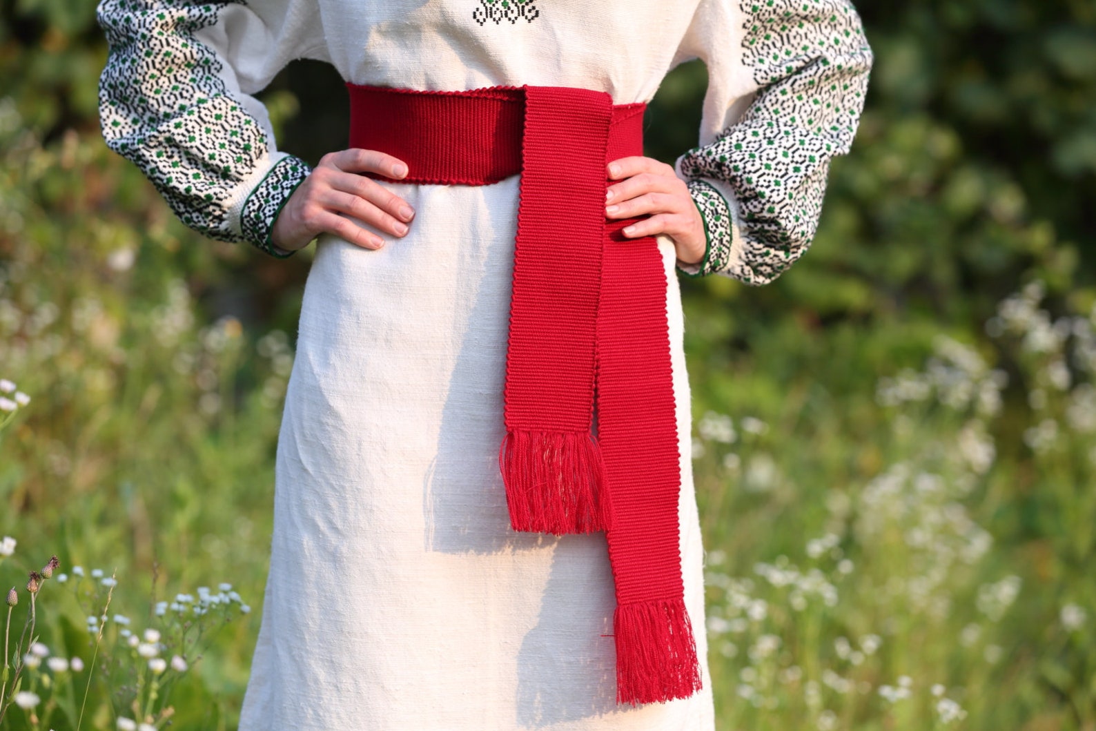 Dark Red Sash Ukrainian Woven Belt Ethnic Handwoven Belt Etsy