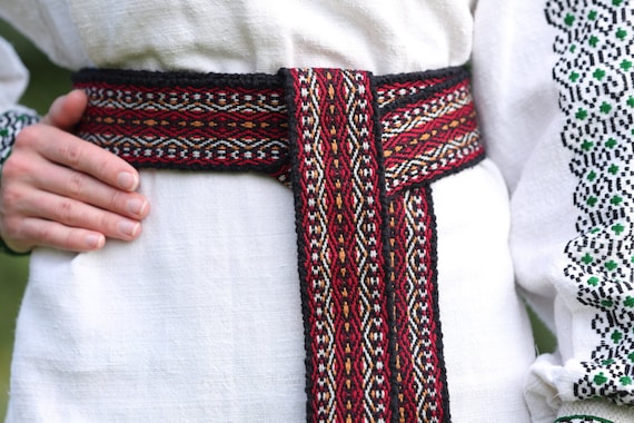 Vtg Black & White Ethnic Boho Woven Hippie Festival Wrap Belt Sash Black Woven Belt Embroidery Belt National Costume Handwoven  main image 2
