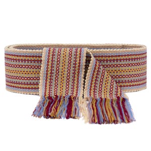 Cotton beige woven belt Ukrainian waist band Hand woven sash Cotton belt Strap for men Handwoven textile ribbon for woman Hippie sash krayka