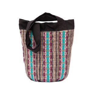 Beige woven handbag Brown textile bag with geometric ornament Handmade Crossbody purse yarn Ukraine shoulder bag for women Woven tote bag