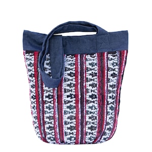 Boho woven bag, Woman shoulder bag, Handmade yarn tote bag, Crossbody purse, Black textile shoulder bag, White handbags for women, Hippie