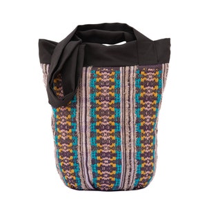 Brown textile bag with geometric ornament Red woven handbag Handmade Ukraine bag Crossbody purse yarn Shoulder bag for women Woven tote bag