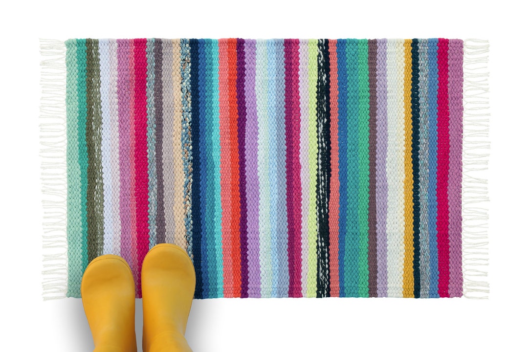 Large Rag Rug Eco Friendly Kitchen Mat Recycled Doormat Woven Door Mat