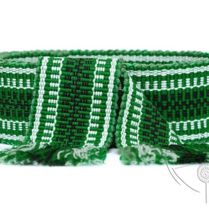 Woven belt Green woven sash Textile Ukrainian ethnic ribbon for woman Embroidered belt Boho handwoven strap for man Striped hippie belt image 2