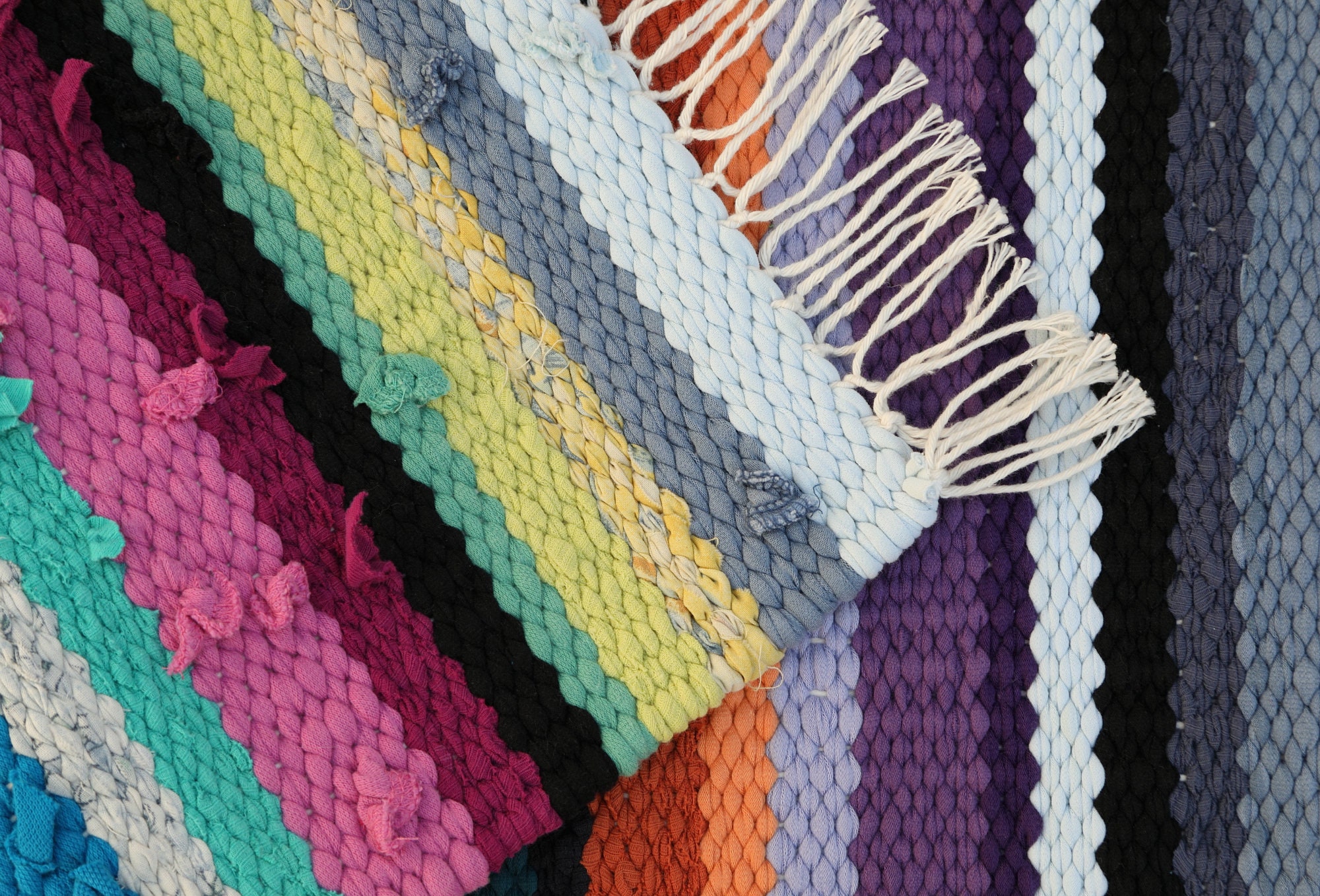 Colorful kitchen rugs or mat Large woven rag rug Rainbow Etsy