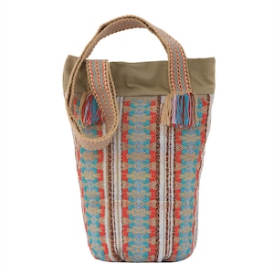 Beige, orange, blue and brown textile yarn bag, Hand purse for women, Woven handbag, Shoulder woven tote bag, Ukraine crossbody bag yarn