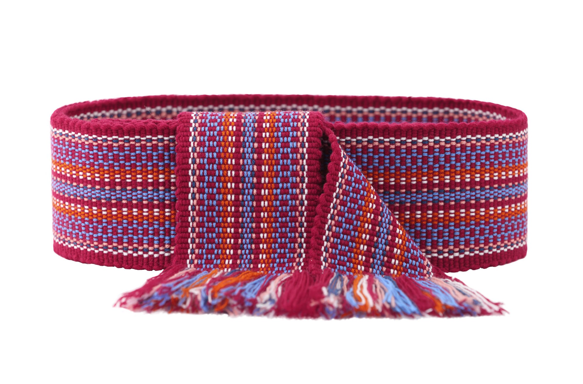 Vintage Handwoven Wool Sash Belt  Folk Boho Fringe 62” Vintage Fringe Belt - Etsy Australia main image 2
