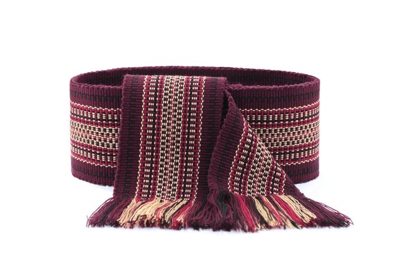 Handwoven Purple and Red Geometric Women\'s Belt Braided-Red-gold.jpg?v=  main image 3