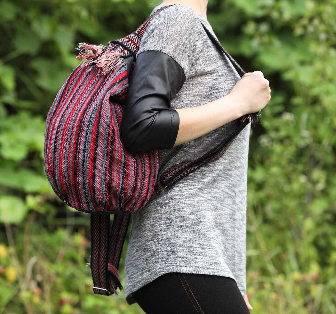Convertible Backpack Ukrainian Backpack Woven Backpack Red Hippie ...