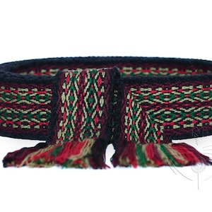 Woven belt, Ukrainian sash, Black woven ribbon, Handmade textile belt for embroidery, Ethnic strap for women, Folk men belt, Waistband