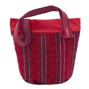 Schultertasche, Rot gewebte Crossbody Handtasche, Handgemachte Tasche für Frau, Designer Textilgarn Tasche, Burgunder Handtasche, Ukrainische Alltagstasche