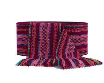 Wide woven belt Pink krayka Ukrainian sash for women Hutsul belt Handwoven red belt Wide ribbon sash Textile strap for men Embroidered belt