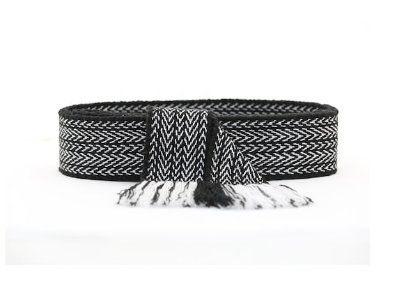 Mens black woven belt deals