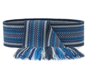 Navy woven belt Ukrainian emroidered belt Ethnic woven sash Woven belt for women Handwoven belt for man Boho ribbon Hippie belt Woven ribbon
