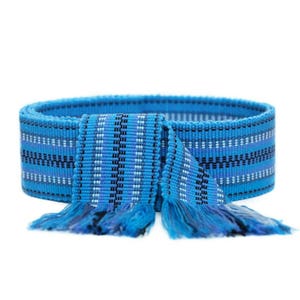 Blue woven cossack krayka Woven belt for women Ukrainian belt for men Handwoven sashes Folklore ethnic sash Ethnic accessories Embrodiered