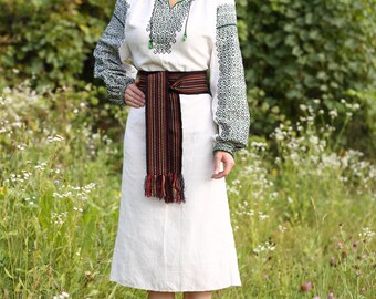 Woven Belt Ukrainian Sash Black Handwoven Belt National  display picture 3