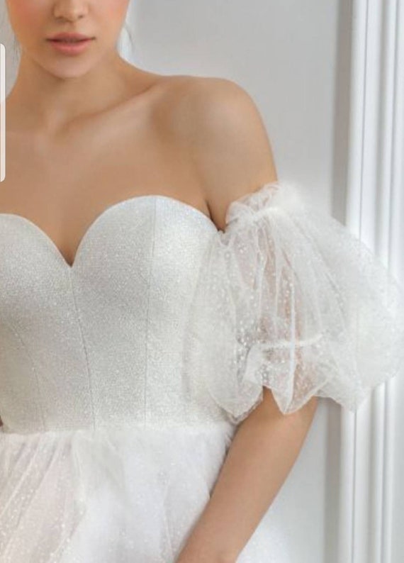 Detachable Tulle Sleeves for Wedding Dress, Glitter Bicep Bridal Sleeves, Removable  Puffy Sleeves, Short Sleeves -  Canada