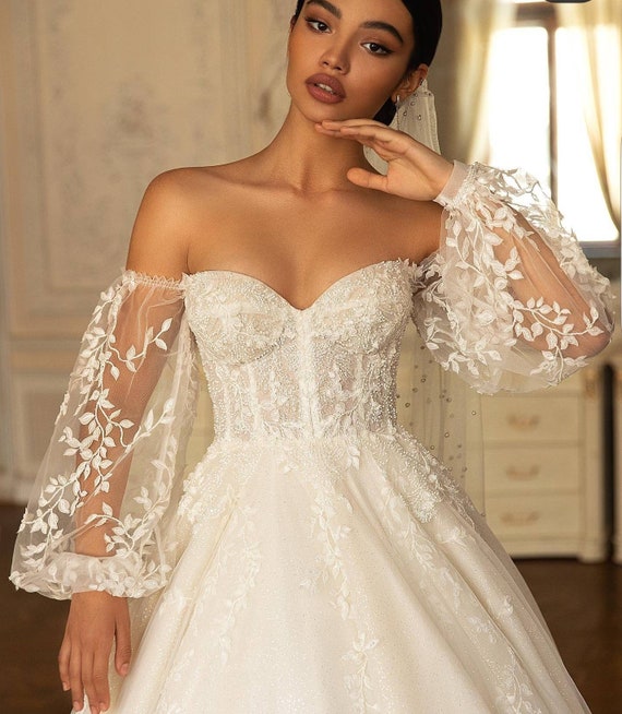 Removable Bicep Bridal Sleeves, Lace Wedding Sleeves Detachable