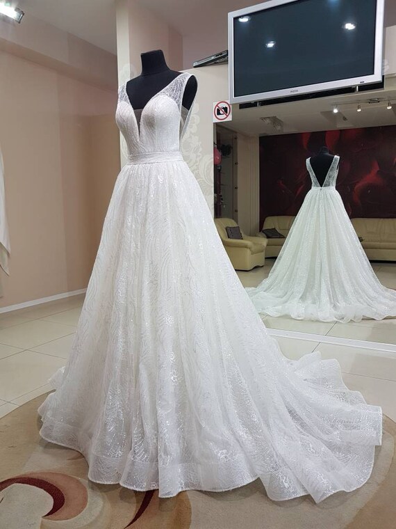 Items similar to Sparkly wedding dress. Glitter wedding dress. Aline