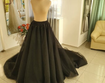 Gothic wedding skirt , black tulle skirt,Gown/ Perfect Black Wedding Skirt, Tulle Skirt with Big Train, Luxury Black Tulle Skirt