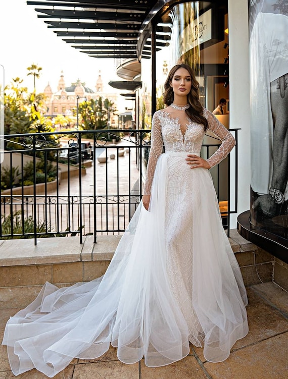 detachable skirt wedding dress