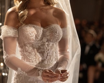 Removable Bridal Sleevles, Bicep Wedding Sleeves Detachable, Detachable Bridal Bicep Long Sleeves, Detachable Bridal Sleeves