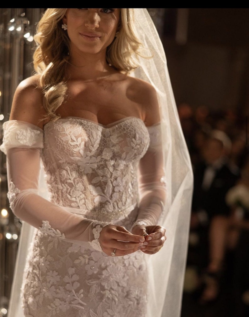 Removable Bridal Sleevles, Bicep Wedding Sleeves Detachable, Detachable Bridal Bicep Long Sleeves, Detachable Bridal Sleeves image 1