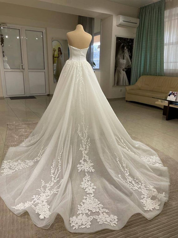 Wedding Overskirt Detachable Tulle and Lace Overskirt Detachable
